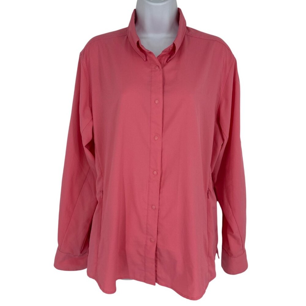 Columbia PFG Womens Roll Tab Long-Sleeve Snap Front Vented Fishing Shirt Sz XL